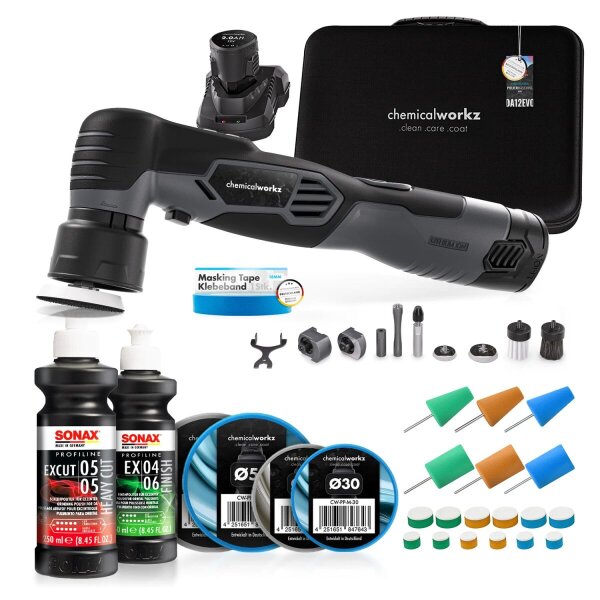 chemicalworkz Poliermaschinen Set EVO Mini + Sonax + Zubeh&ouml;r (25-teilig)