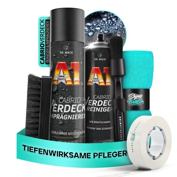 Dr. Wack A1 Cabrioverdeck Pflege Set Reiniger &amp; Impr&auml;gnierer + Zubeh&ouml;r (6-teilig)