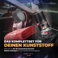 Dr. Wack Kunststoffpflege Set A1 Kunststoff Tiefenpfleger matt 250ml + Zubehör (3-teilig)