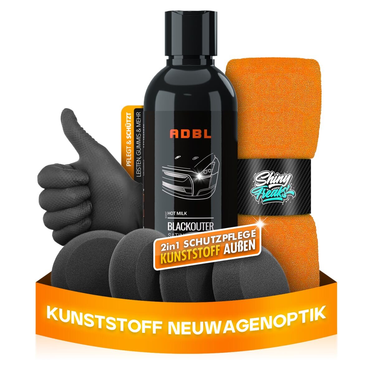 ADBL Kunststoffpflege Set Blackouter 200ml + Zubehör (7-teilig)