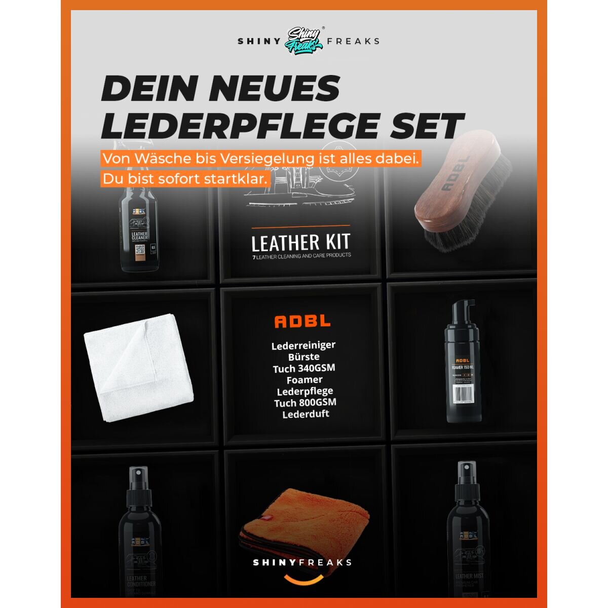 ADBL Lederpflege Set Leather Experience + Poliertuch (8-teilig)