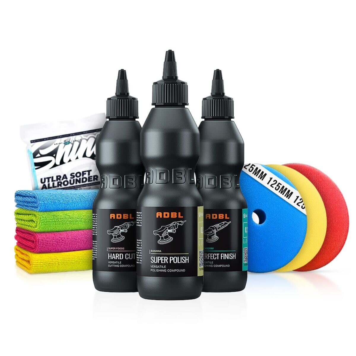 ADBL Politur Set 200ml + Ø125mm Polierpads (10-teilig)