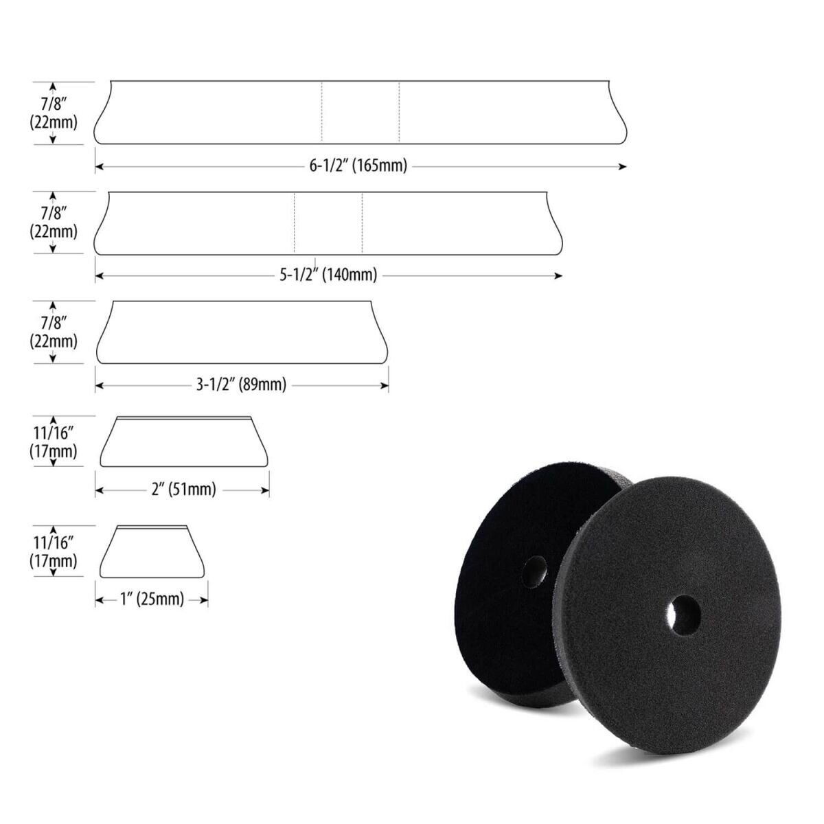 Lake Country SDO Finishing Pad schwarz 30mm 6er Pack