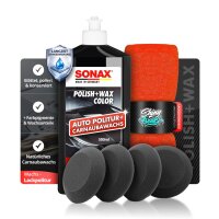 SONAX Politur Set Polish Wax Color Schwarz 500ml +...