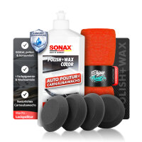 SONAX Politur Set Polish Wax Color Wei&szlig; 500ml +...