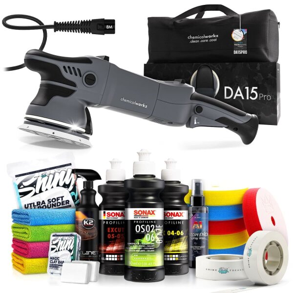chemicalworkz DA15 Pro Poliermaschinen Set mit Sonax Polituren &amp; Zubeh&ouml;r