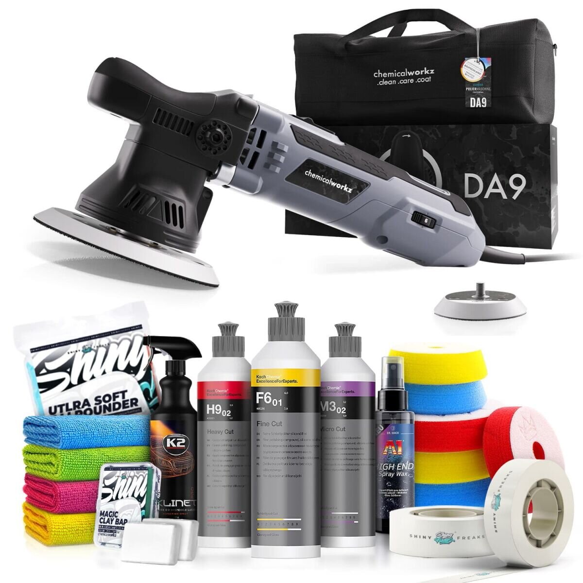 chemicalworkz DA9 Poliermaschinen Set mit Koch Chemie Polituren & Zubehör