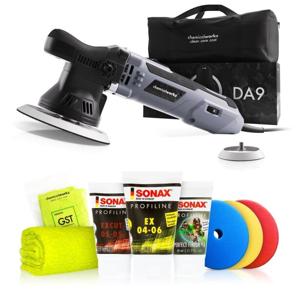 chemicalworkz DA9 Poliermaschinen Set mit SONAX Polituren BASIC