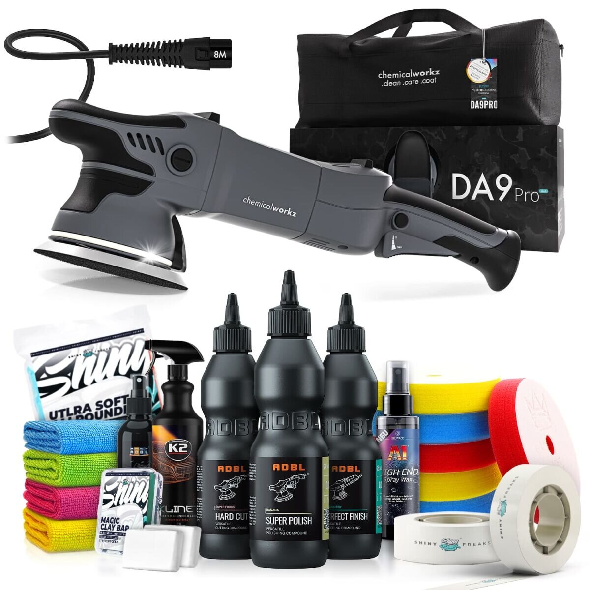 chemicalworkz DA9 Pro Max Poliermaschinen Set mit ADBL Polituren & Zubehör