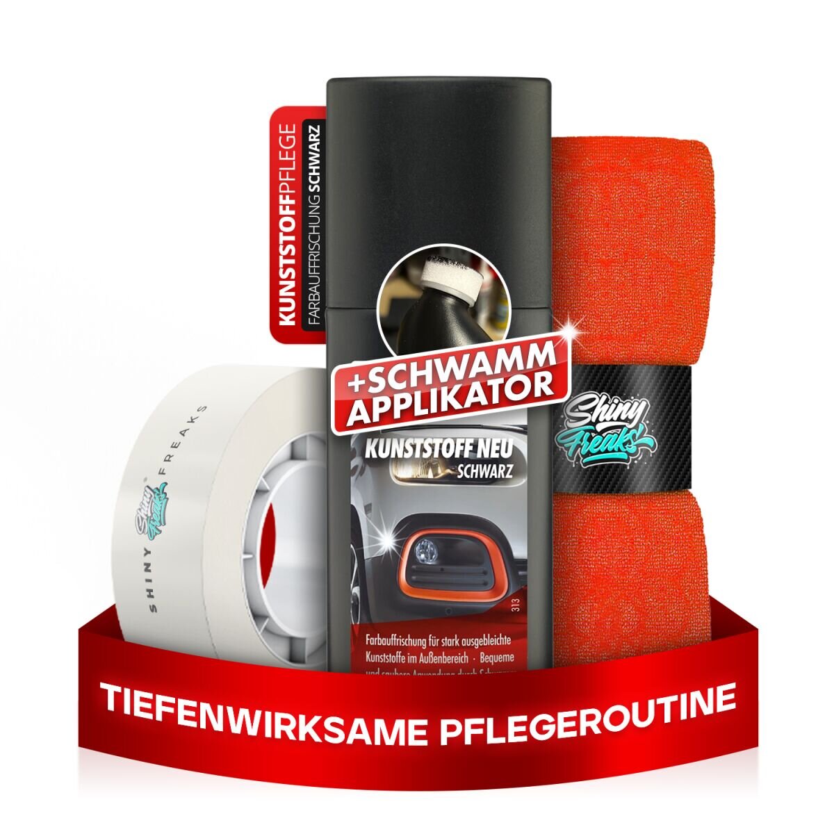 SONAX Außen-Kunststoffpflege-Set Kunststoff Neu 100ml + Zubehör (3-teilig)