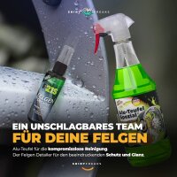 TUGA Chemie Felgenreiniger Set Alu-Teufel Spezial 500ml + Felgen Detailer + Zubehör (5-teilig)