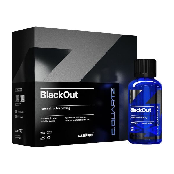 CarPro CQUARTZ BlackOut Kunststoff- &amp; Gummiversiegelung Kit 50ml