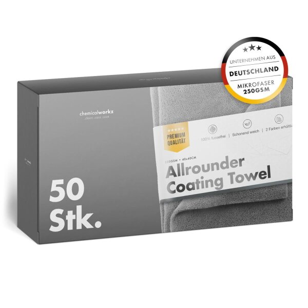 chemicalworkz Allrounder Coating Towel 250GSM Grau Versiegelungstuch 40&times;40cm 50Stk.