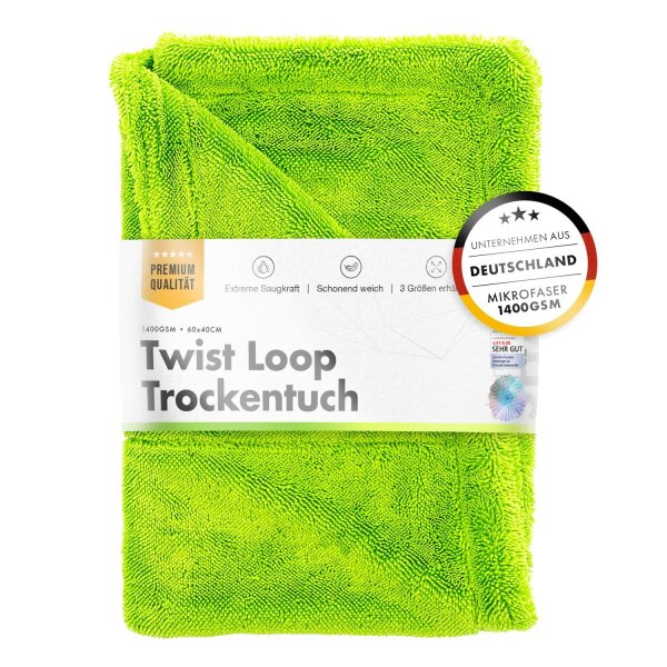 chemicalworkz Shark Twisted Loop Towel 1400GSM Gr&uuml;n Trockentuch 60x40cm