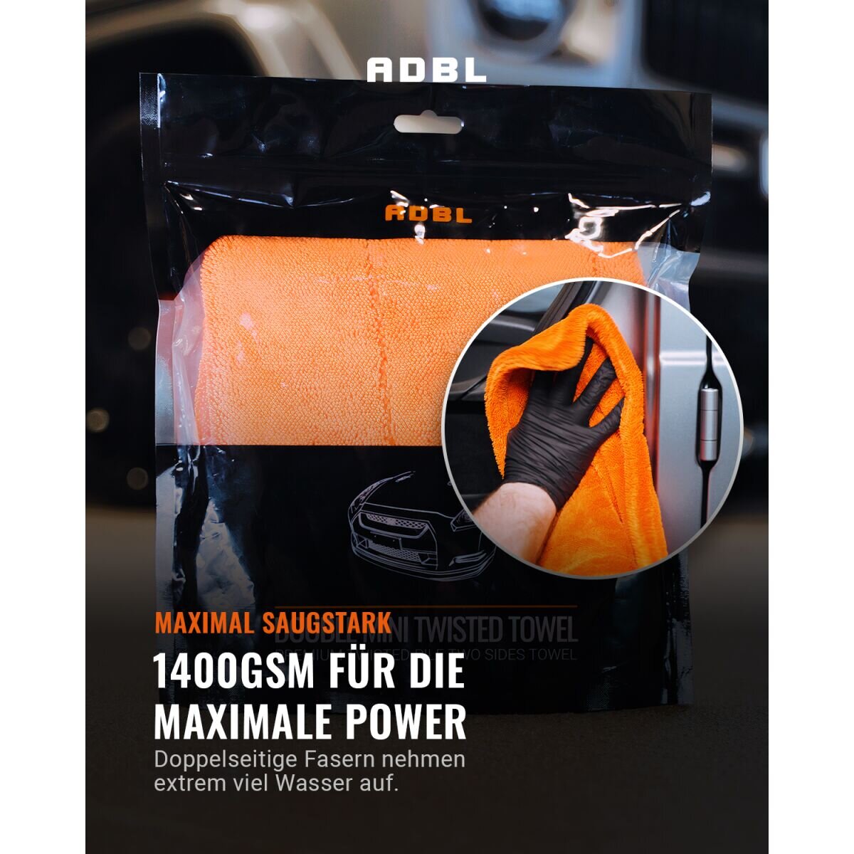 ADBL Double Mini Twisted Towel 1400GSM Trockentuch 40x40cm