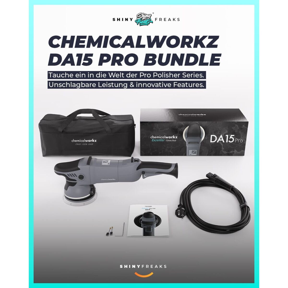 chemicalworkz Poliermaschinen Set DA15 Pro + Sonax + Zubehör